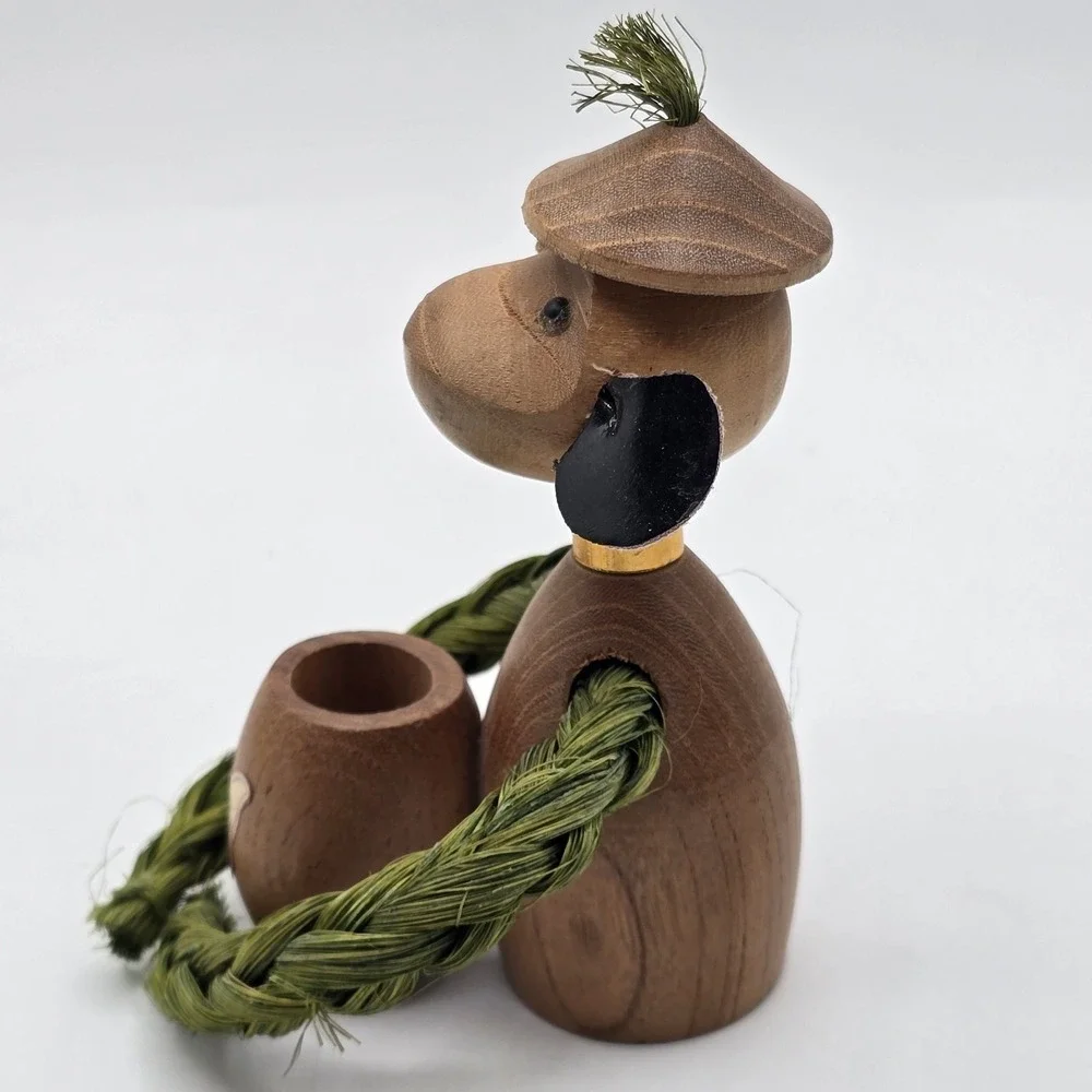 Vintage Monkey‎ Toothpick Holder Wood and Rope ENESCO zoo line